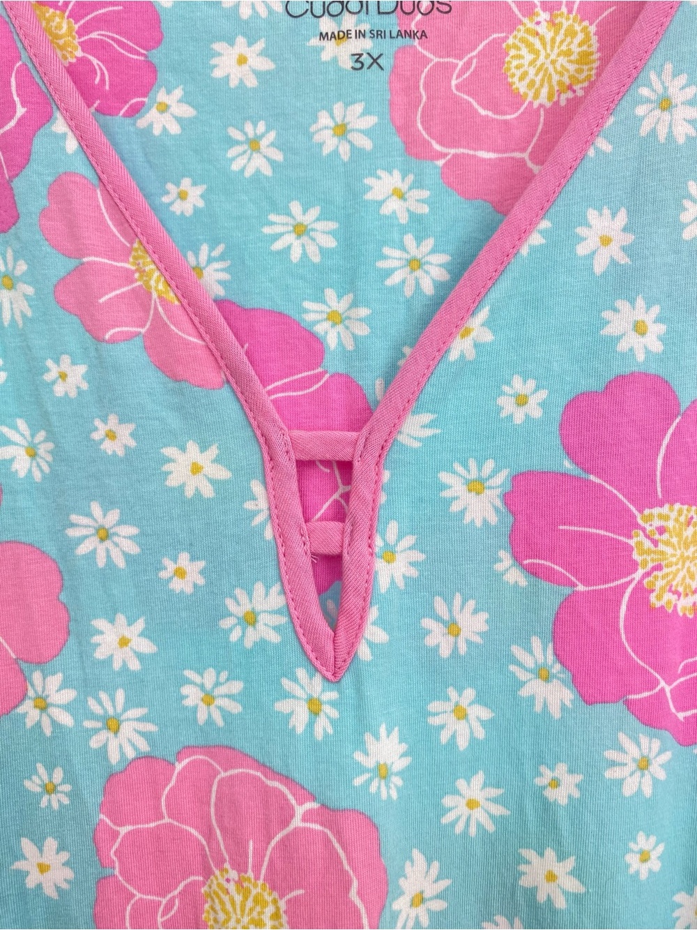 Cuddl Duds Nightgown 3X Plus Blue Pink Floral Ruffle Hem Sleeveless Sleep Dress - Picture 5 of 8